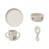 Silicone eetsetje met beige abrikoosjes - Vivi printed silicone set peach/ sandy